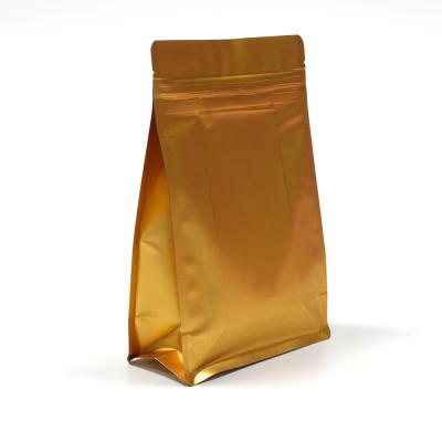 China Printing Roast Coffee Bean Package Pouch Flat Bottom Disposable Gold Packaging Coffee Bag With Valve for sale