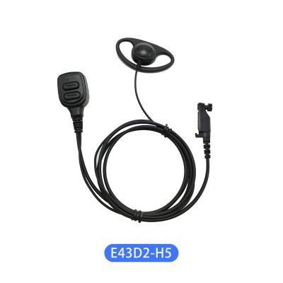 China Portable Ear Hook E43D2-H5 Transceiver Ear-Mike Earhook with Dual PTTs MIC for Hytera Radio D shape two way earhook earpiece for sale