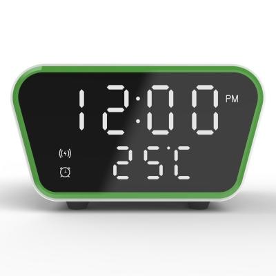 China 2021 New Arrival Qi Wireless Charger Digital Alarm Clock Qi Wireless Charger Led Digital Alarm Clock Time-temperature Desktop 10W Wireless Charger For Phone for sale