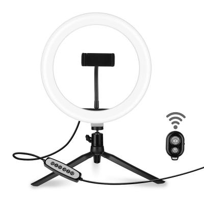 China 360 degree mobile phone stand holder 2021 roating hot product 10inch led tabletop selfie ring tripod with ring light OEM ringlights with stand for makeup video live in stock for sale