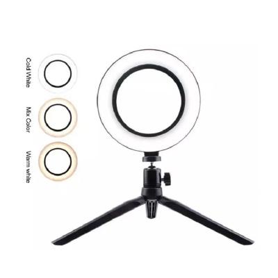 China 360 Degree Mobile Phone Holder Stand 10 Inch LED Mirror Ringlight 3200K-6500K 12W Beauty Photography Makeup Ring Light Roating Lamp With Tripod Bracket Lighting For Living for sale