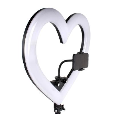 China Do Visual Makeup Live Beauty Fill Light High Quality RGB Led Ring Light Heart Shaped Lighting Lamp For Photoshoot With Phone Holder Live Light For Makeup Live Video for sale