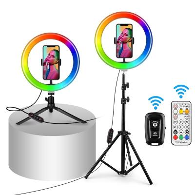 China 32 Inch Rotating Color Tones 10 LED Make Up Ring To Fill Tripod Stand Ringlight 3200K-6500K Wholesale Hot Sale Beauty Selfie Light Dimmable Led Lights for sale