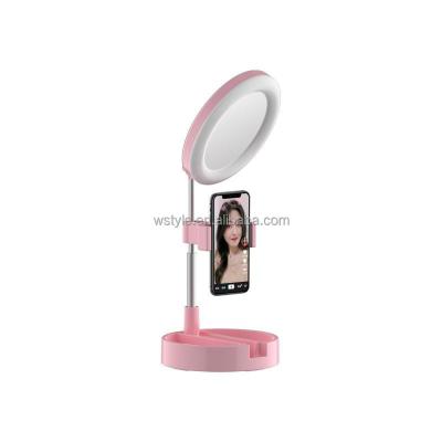 China 2021 Foldable NEW Arrival 3 Color Selfie Ring Light With Tripod Stand Studio Camera Fill Lamp Photo Make Up Stand Led Self Timer Mirror for sale