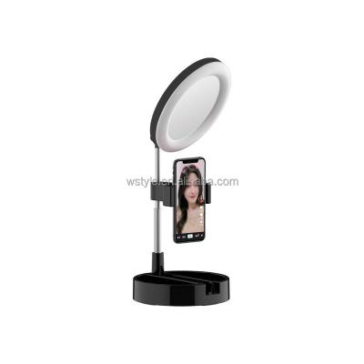 China 2021 foldable tiktok table makeup ring light foldable with mirror for living roomsupport amazon lazada Make up all platform for sale