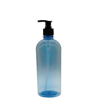 China Hot Sale 600ml Shampoo Shower Bottle PET Blue Plastic Shampoo Shower Bottle With Lotion Pump for sale