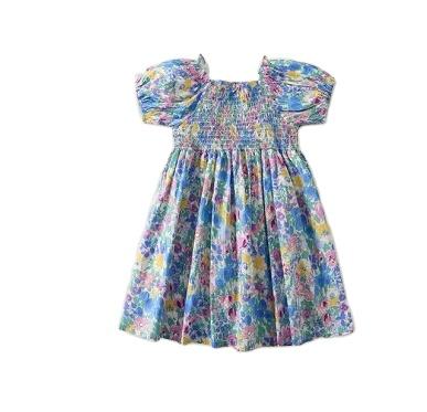 China Breathable Baby Girl Clothing Low Price Floral Print Pattern Little Dress Casual Outfits for sale