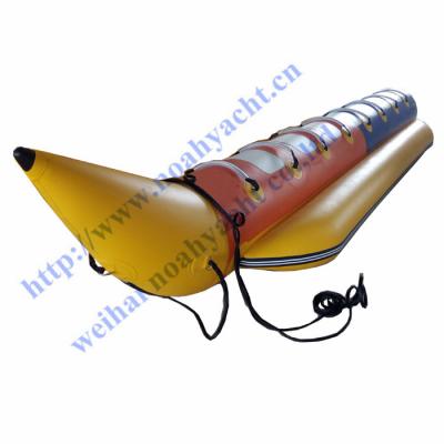 China 0.9mm 1.2mm PVC 5 Person Relaxing Inflatable Banana Boat On Water for sale