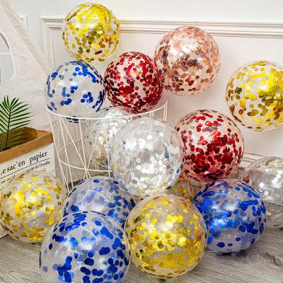 China 5 Inch Gold Star Confetti Latex Balloons Confetti Glitter Balloons Wedding Party Decoration Clear Helium Balls for sale