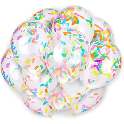 China 12 Inch Confetti Striped Colorful Confetti Balloon Ice Cream Series Stripes Baby Party Wedding Decoration for sale