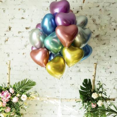 China Wholesale metallic heart shape gold latex balloon chrome color heart shape 12 inch latex balloon for party decoration supplies for sale