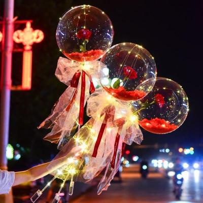 China Rose Bouquet Bobo Ball Valentine Love Love Rose Bobo Ball Bouquet Led Luminous Balloon for sale