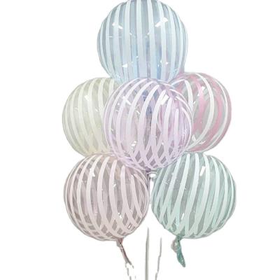 China Striped Ball 18inch Striped Bubble Bobo Balloon Factory Direct Sale Metal Transparent Clear Balloons Mixed Wedding Decoration Party for sale