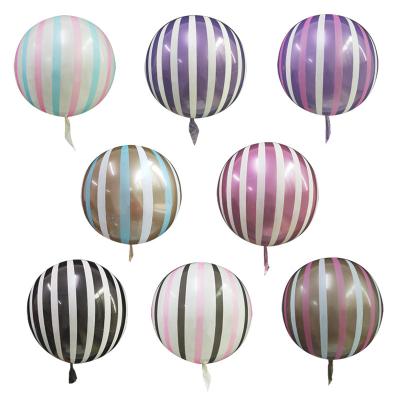 China Wholesale Striped Ball 2023 New Design 18inch Striped Bobo Bubble Balloon Metal PVC Balloons For Kids Toys Party Decorations for sale