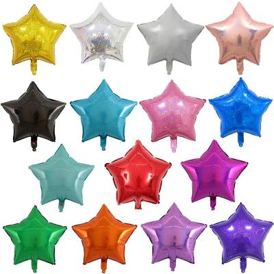 China Wholesale Shining Pentagon Various Color 18 Inch Star Pentagon Laser Foil Mylar Helium Balloon For Party Decoration for sale