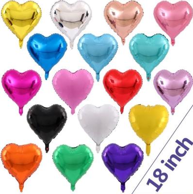 China 18 inch aluminum material heart design balloons valentines day wedding party decoration helium globos heart shape balloon for sale