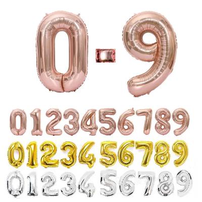 China Digital Number Air Balloon 16inch Rose Gold Digit Foil Balloons For Wedding Birthday Decorations Event Party Supplies for sale