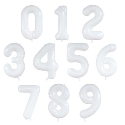 China Digital 16 Inch White Number Balloon White Number Balloon Wedding Birthday Party for sale