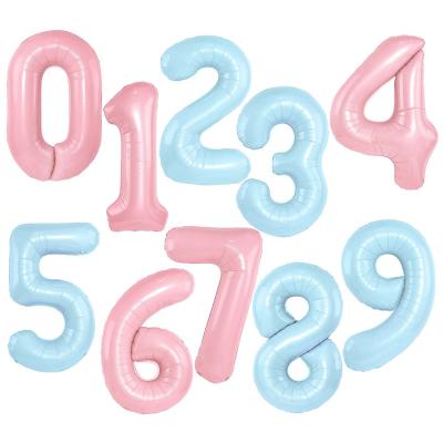 China 32 Inch Slim Large Number Birthday Balloon Light Blue Pink Party Decoration Digital Props for sale