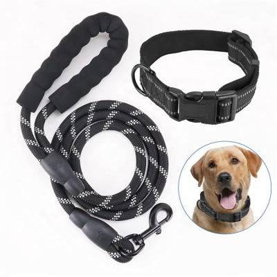 China Reflective Braided Leather Dog Collar and Leashes Leather Dog Collars Wholesale for sale