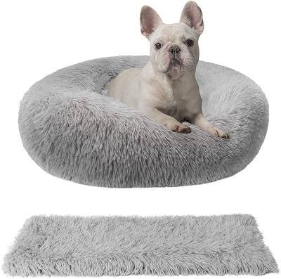 China Breathable Round Comfortable Soft Dog Bed Donut Dog Bed Pet Beds Soothing Orthopedic Memory Foam for sale