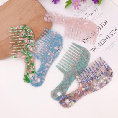 China Factory Big Tooth Curly Hair Comb Comfortable High Quality Thick Blue Cellulose Acetate Wide Tooth Comb for sale