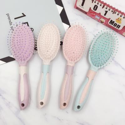 China Cushion Wheat Straw Oval Head Nylon Bristle Natural Paddle Hair Brush Air Cushion for sale