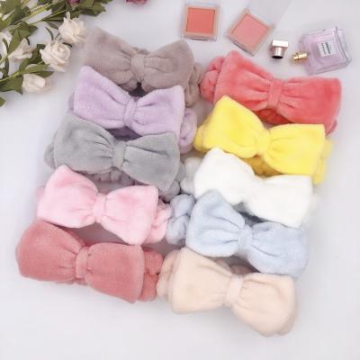 China European and American style girl cotton solid color softness spa custom embellished simple bow headband for women for sale