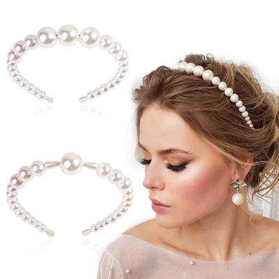 China Luxury Lady Jewelry Bling Head Bands Pearl Hair Accessories 2021 Fashional Fashion Pretty Pearls Headband for sale