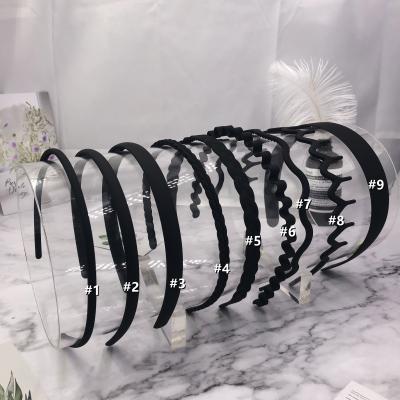 China Fashional Lady Fashion Women Men Headwear Wavy Headband Pretty Black Plastic Non-slip Simple Hair Accessories Headband for sale