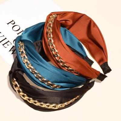 China Fashional Pretty Lady Vintage Hairband Elastic Hair Hoops Shapes Hair Accessories For Women Chains Knot Headband for sale