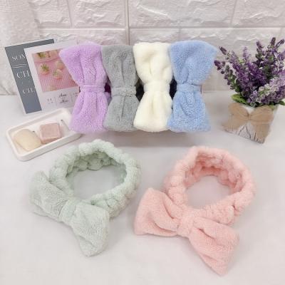 China Fashional beautiful women wholesale cute plush lovely bathroom women solid color elastic spa headband for sale