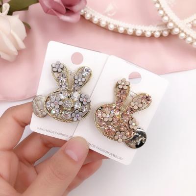 China Girl Hair Decoration 2021 Fashion Cartoon Shape Hair Tie Elastic Band Rabbit Bear Rhinestone Rubber Hair Ties for sale