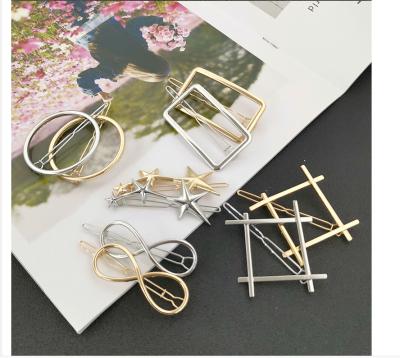 China Geometric Hair Barrette Girl Hair Decoration Circle Triangle Hair Clip Minimalist Geometric Hair Pin for sale