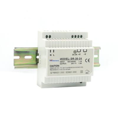 China High quality plastic material 24v 1.5A 30w din rail power supply, switch mode din rail mount power supply 24v 30w output for sale