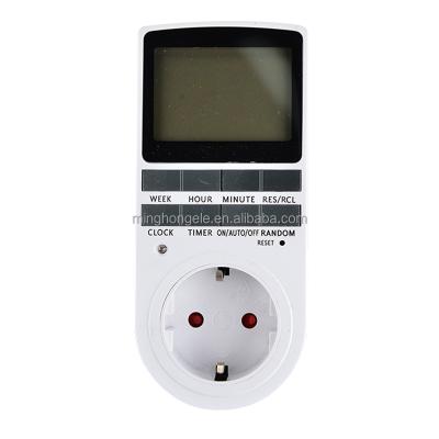 China Industry Free France EU European 220V 230V Large LCD Display Weekly Programmable Digital Timer Switch Socket for sale