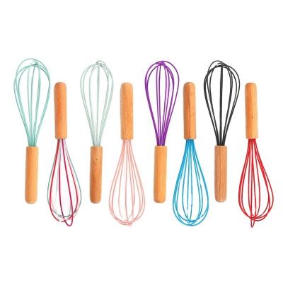 China Stocked Whisking Egg and Cream Beater Hand Held Silicone Handle Hand Manual Stainless Steel Eggbeaterk for sale