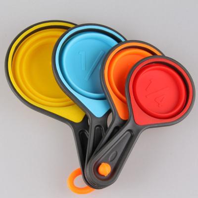 China Food Grade Viable Measuring Tools 4 in 1 Silicone Folding Baking Scoop Spoon Measuring Set for Kitchen for sale