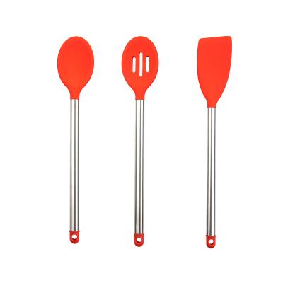 China Sustainable Kitchen Silicone Stainless Steel Utensil Set of 3 for sale