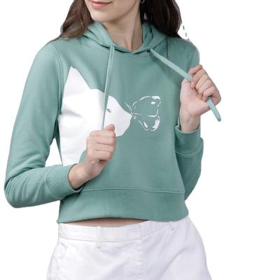 China Custom Graphic Anti-wrinkle Women's Hoodies and Sweatshirts Worked Hoodies Women's Crop Top Hoodies for sale