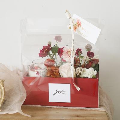 China Handmade Clear Window Flower PVC Flower Bouquet Flower Box Cake Carry Boxes Transparent Fruit Carry Boxes for sale