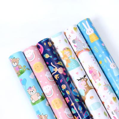 China 2021 Christmas Printed Recyclable Kraft Paper Christmas Gift Wrapping Paper For Decoration for sale