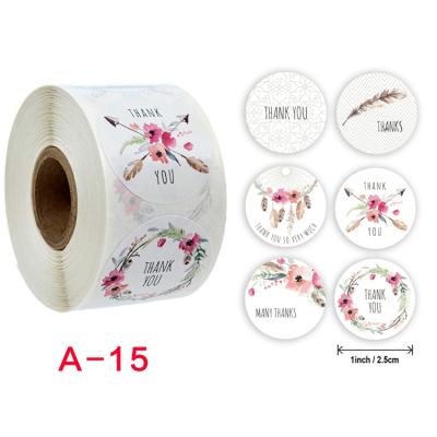 China Custom Printing Waterproof Rolls Rolls Flowers Label Sticker Hot Style Thank You Birthday Party Wedding Decoration Stickers for sale