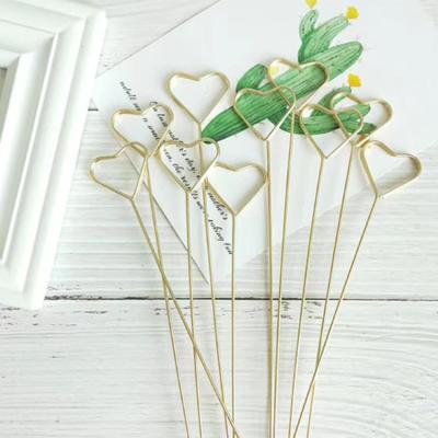 China 100% Latest Eco-friendly Cheap Price Design Flowers Wrapping Decoration Gold Metal Flower Card Holder Clip Wholesale for sale