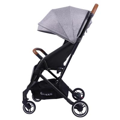 China Lightweight Luxury Leatherette Handles Newborn Baby Stroller Portable Folding Pram for sale