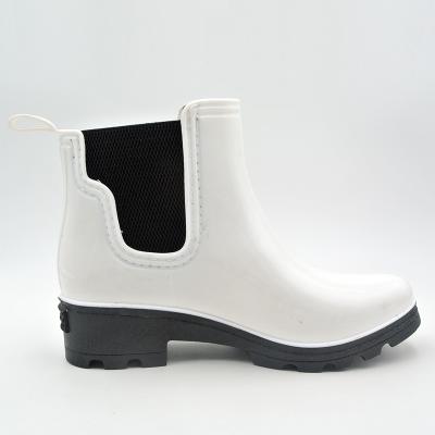 China Fashion Trend Women Rainboots White PVC Ankle Boots for sale