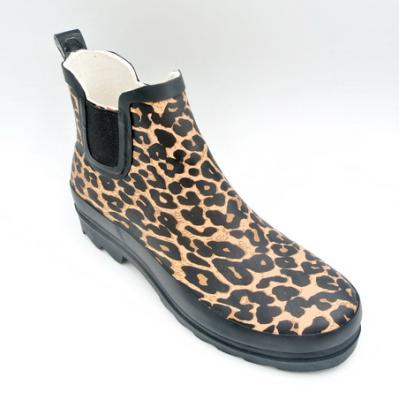 China Waterproof Lady Leopard Print Low Rubber Boot for sale