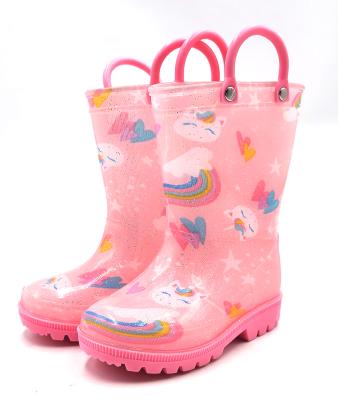 China Fashion Trend PVC Rain Boots Kid's Boots Waterproof Color Dreamy Pearlescent Luster Customized Lining for sale