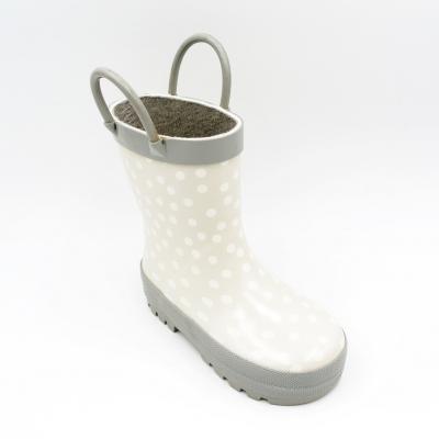 China Point Print Waterproof White Normal Kids Rubber Boots for sale