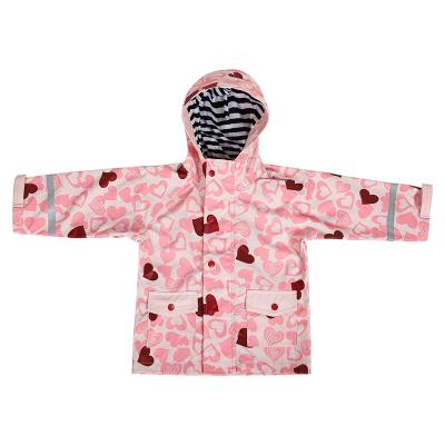 China Bachelorette Raincoat Clothes Style PU Raincoat For Child Poncho With Pink Print for sale